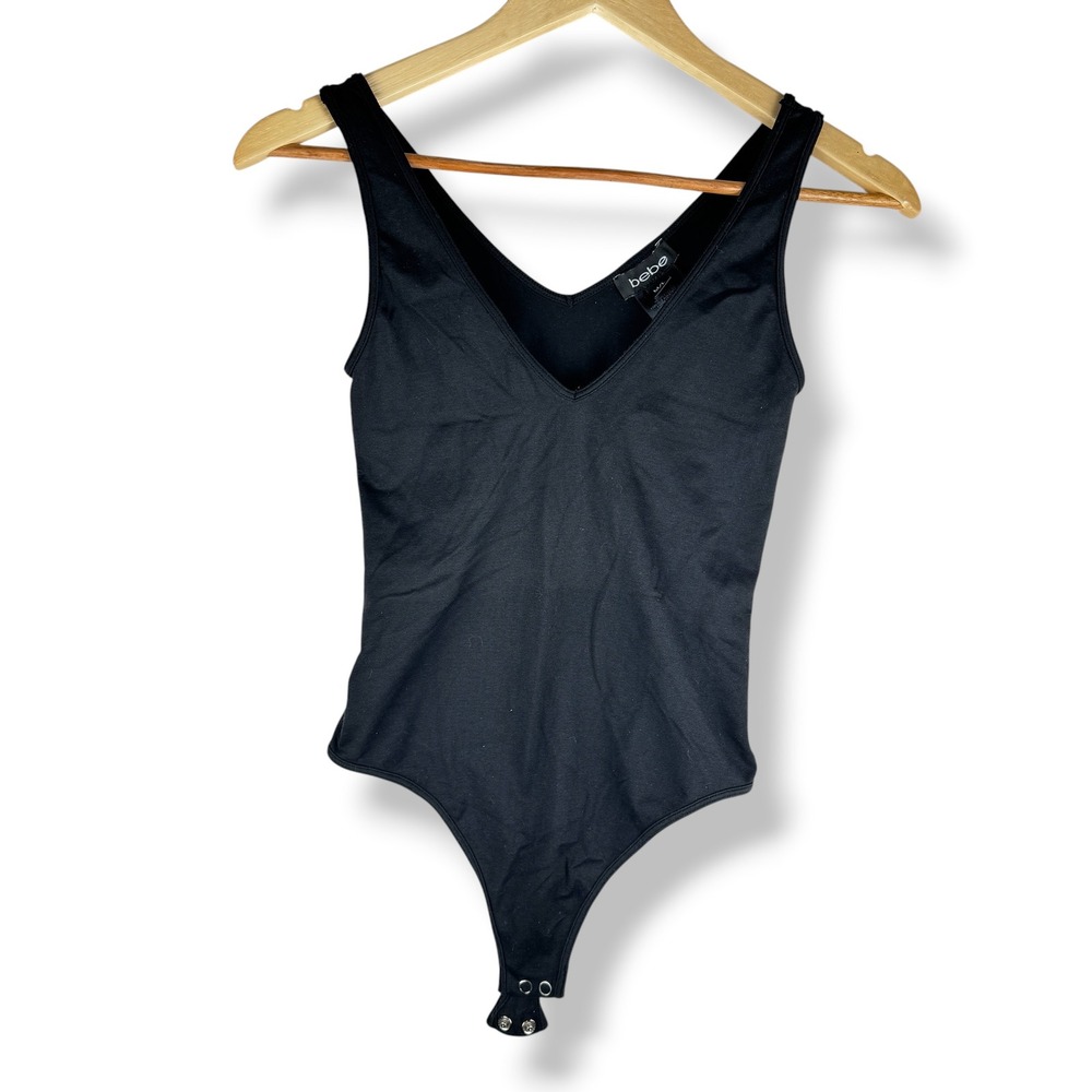 Y2K Bebe Bodysuit Womens Size M L Minimalist Sleek Club Party Bodycon USA Made
